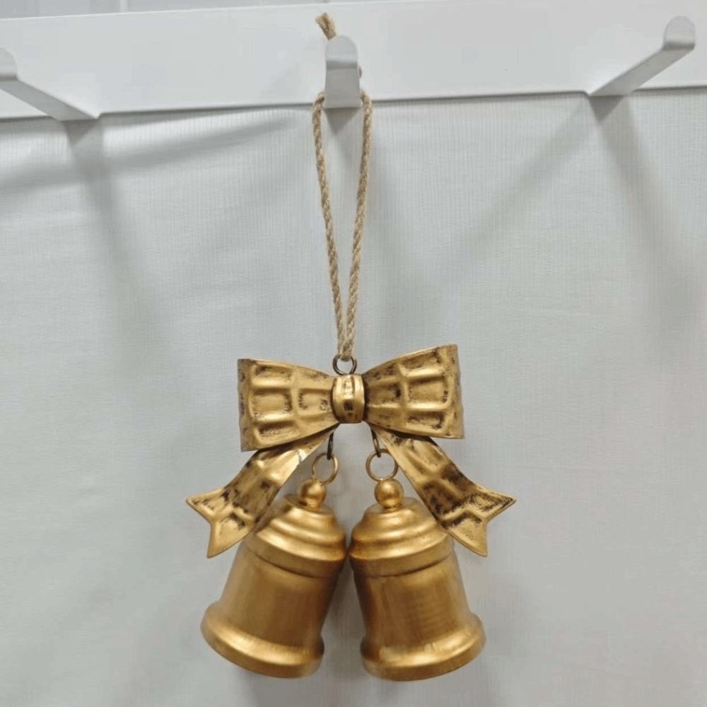 Iron Christmas Bell Decoration Bow Bell Hanging Ornaments Festival Christmas Tree Decoration Door