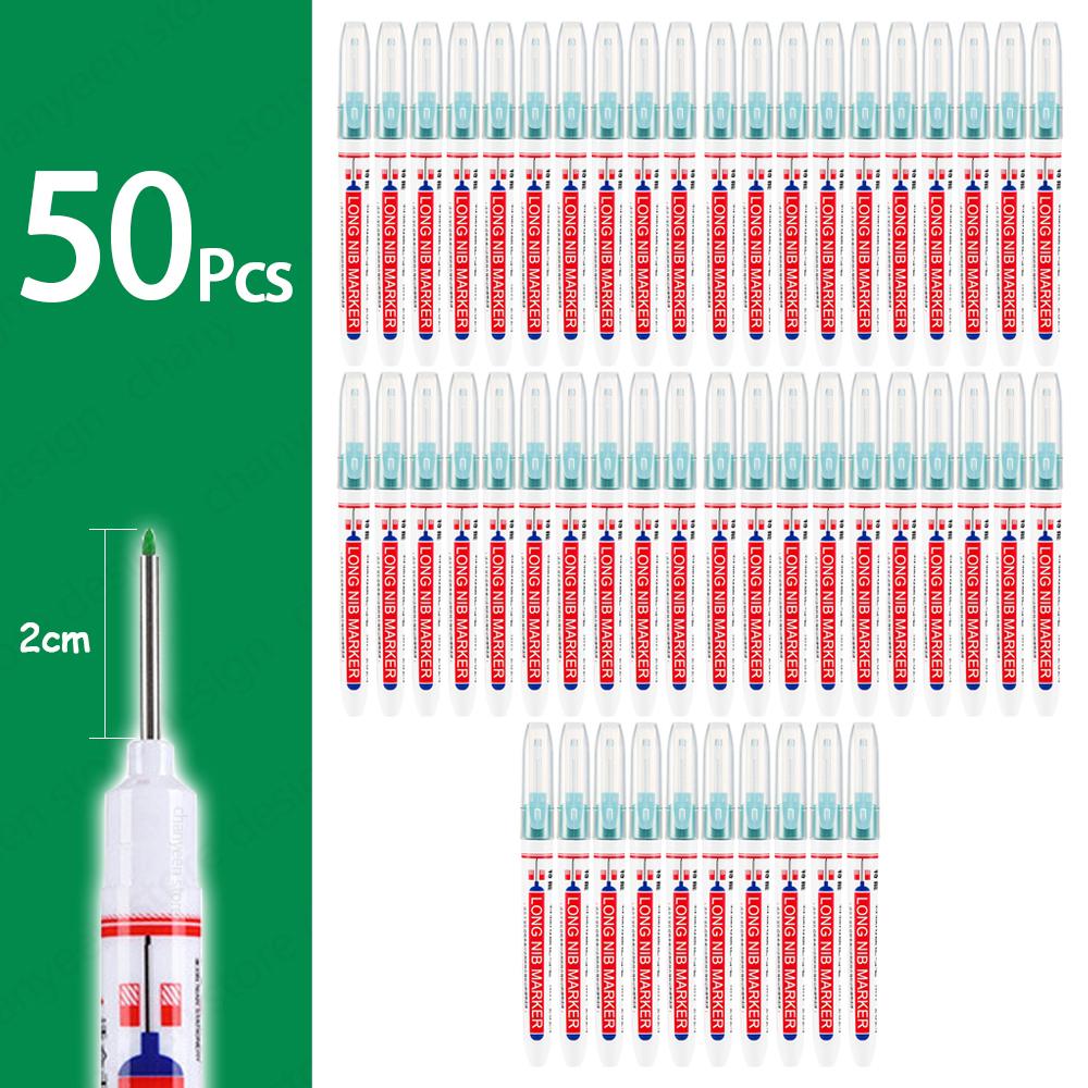 5-50Pcs 2cm Waterproof Long Head Markers Deep Hole Marker Pen White/Red/Black/Blue/Green for Metal Carpenter Woodworking Tools