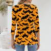 Shirt For Women's Fashion Casual V Neck 3/4 Sleeve Loose Halloween Printed T-Shirt Ladies Top