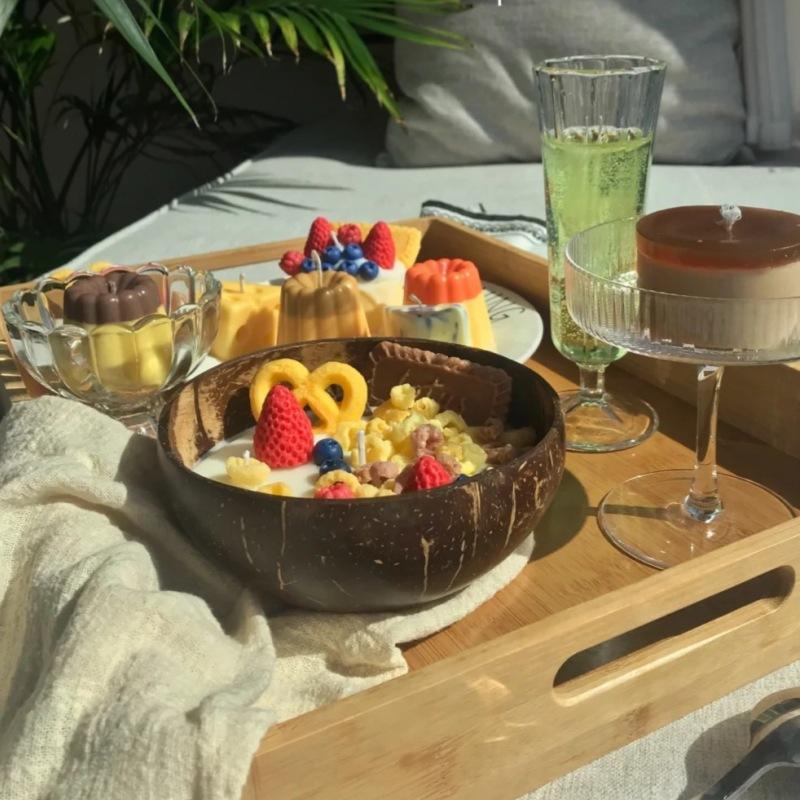 Coconut Bowls for Serving Dishes , Wooden Salad Wood , Reusable Bowl, Serving Utensils Natural Coconut Shell Bowls.