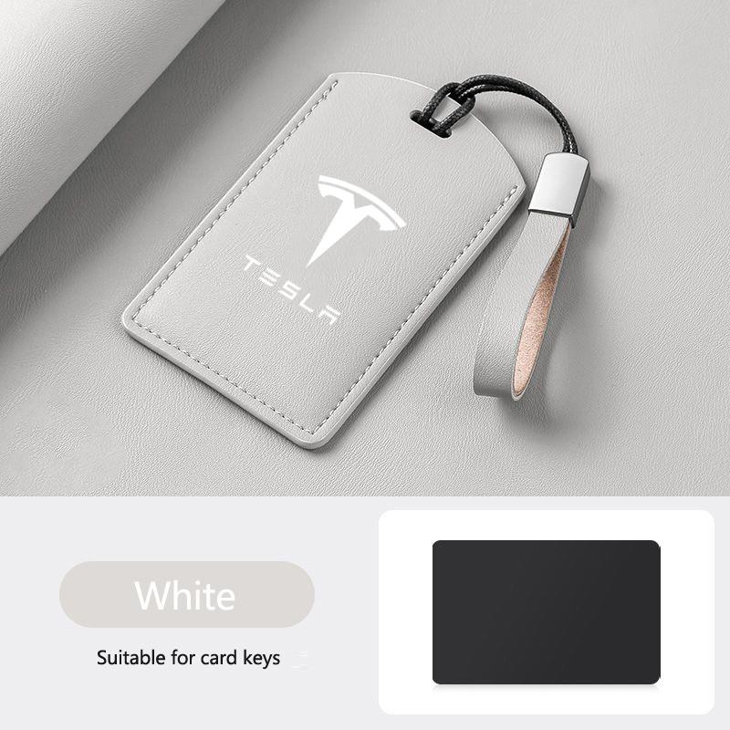 CPSSA1 Leather Car Smart NFC Card Key Case Fob Cover Protector Shell For Tesla Model 3 Model S Model X Model Y Keychain Accessories
