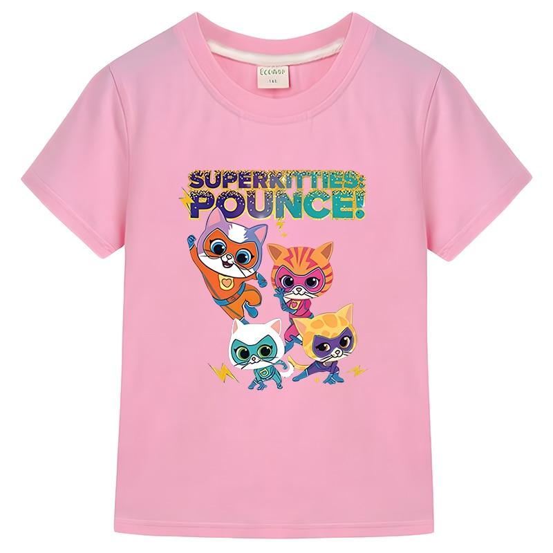 Детская футболка New Game Super Kitties, летние хлопковые топы с короткими рукавами y2k, цельная футболка для детей, одежда для мальчиков и девочек 10 лет, футболка с аниме