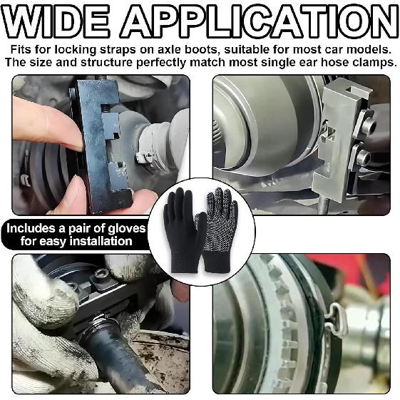 CV Boot Clamp Plier with 20PCS 304 Stainless CV Boot Clamps, 10PCS Small and 10PCS Large Single Ear Hose Clamp, Drive Shaft CV Axle Boot Clamp