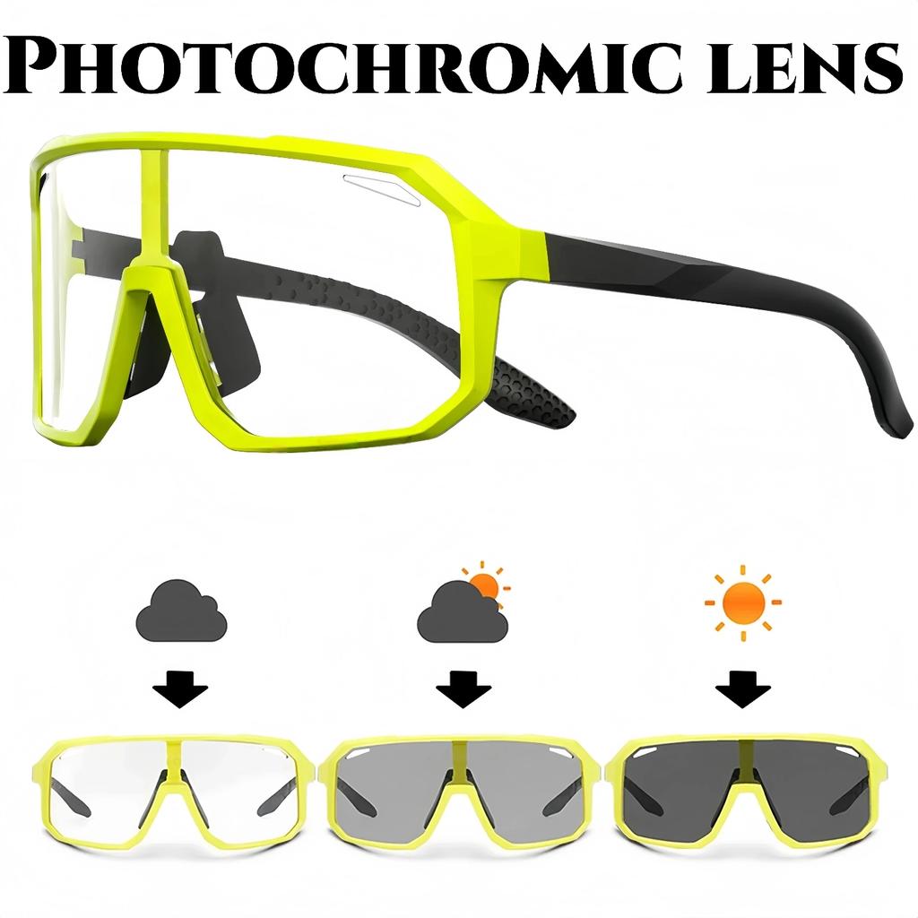 Photochromic Sports Sunglasses Oversized Monolithic Lens Comfort Fit for Cycling Hiking UV400 Lightweight Adventure Ready