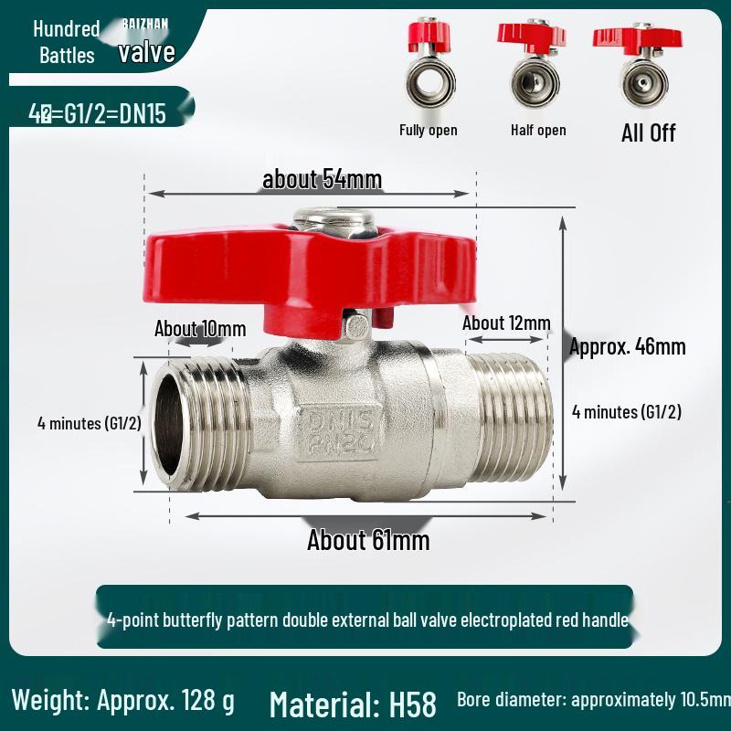 4-6 Point Copper Ball Valve: Internal/External Thread, Straight-Through Water Switch