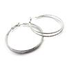 [L7927] - Double Silver 'Choréographie' Hoop Earrings Ø 50 Mm