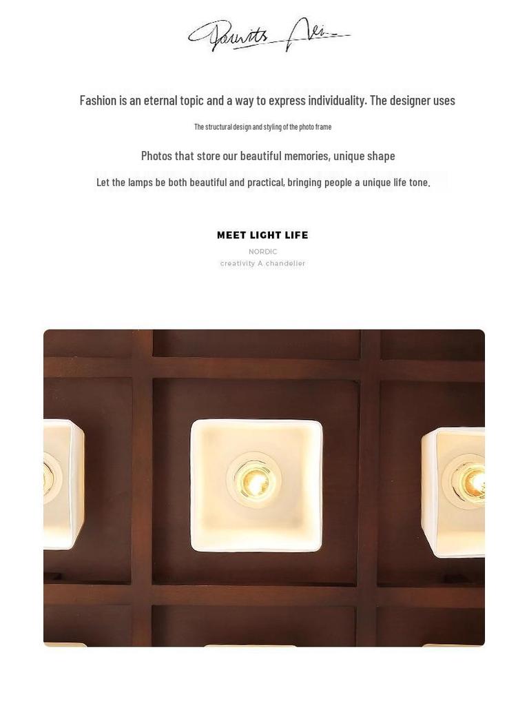 Walnut Glass LED Ceiling Light - Retro Inspired for Living Room or Master Bedroom