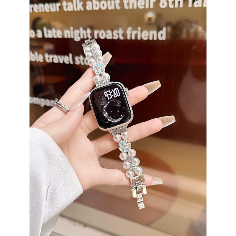 Ремешок для часов с бабочкой, клевером, сердцем и жемчугом для Huawei, Xiaomi, Apple Watch, iWatch