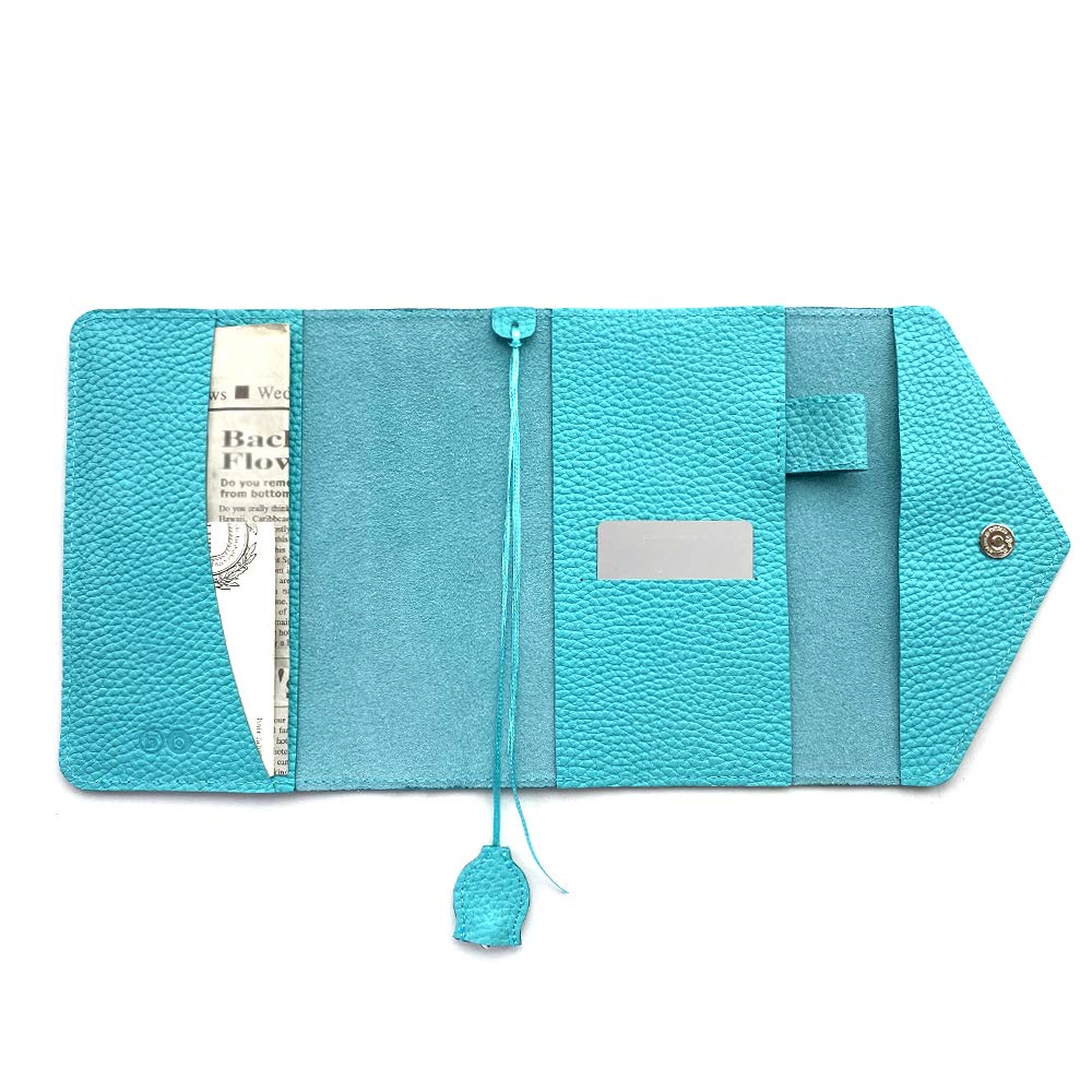 [blue Bloom] A6 Planner Cover with Bookmark, Stylish and Cute Blue Leather, Genuine Shrink-Embossed Leather, Made In Japan, Bb006 (Blue Beetle)