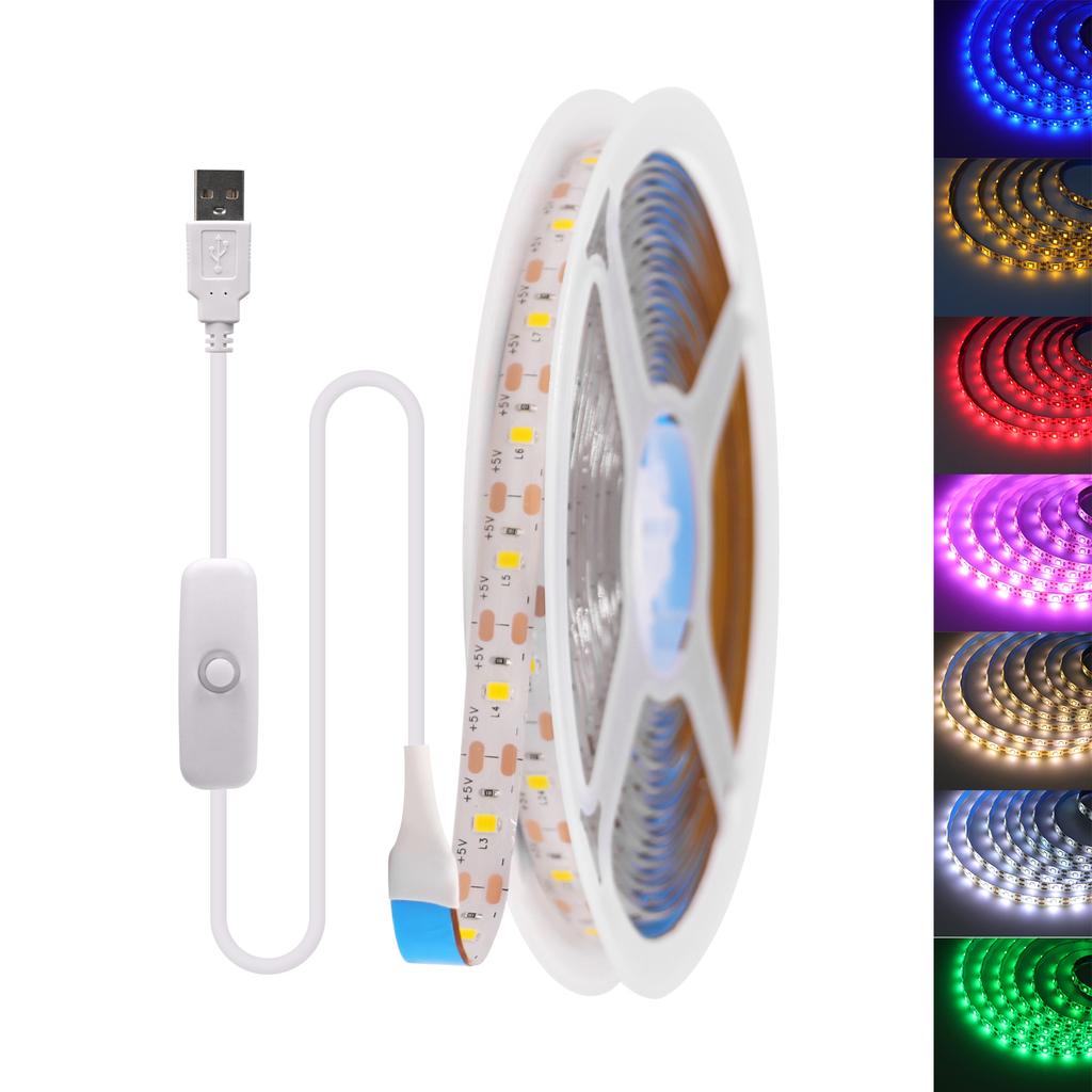 DC 5V USB Led Strip White/Warm White/Red/Blue/Green/Pink/Yellow 50CM 1M 2M 4M 5M Home Decor TV Backlight Flexible Ribbon Tape