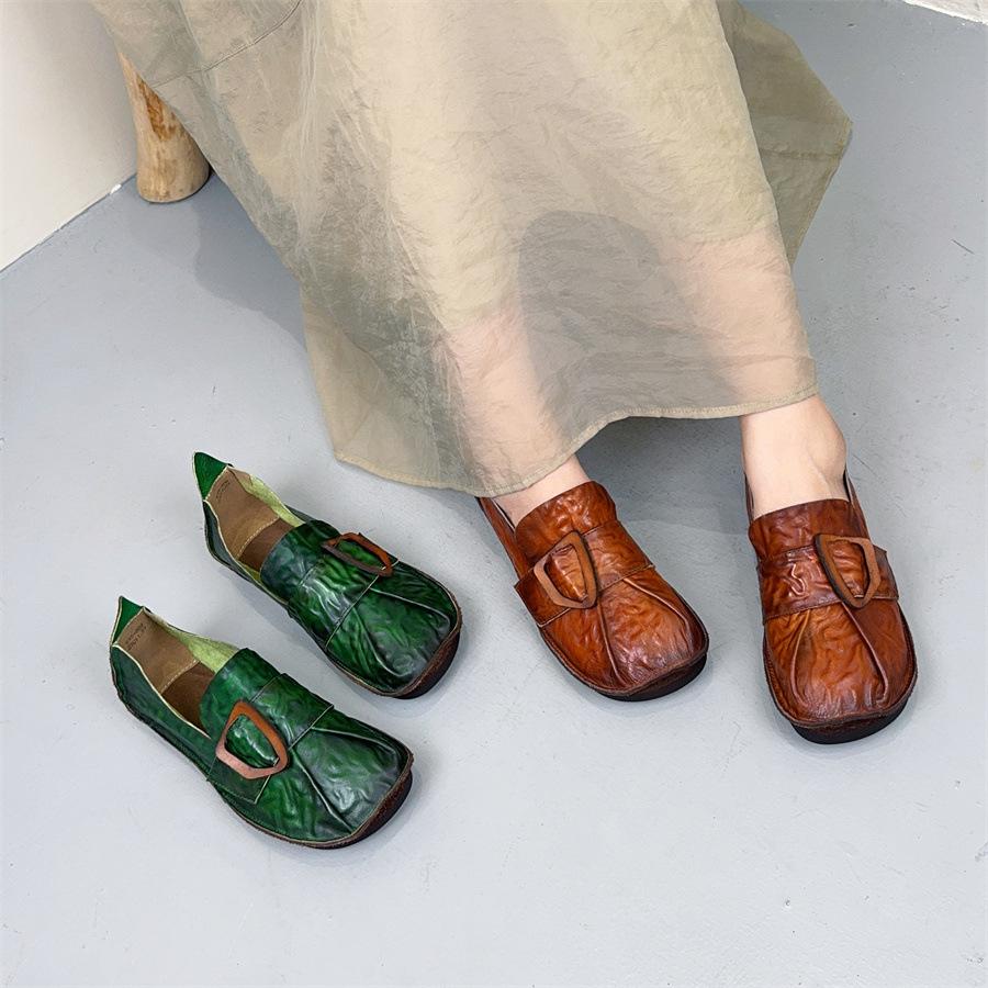 Johnature Универсальные туфли на плоской подошве из натуральной кожи в стиле ретро, однотонные, с мелкой мягкой подошвой, женские туфли без застежек