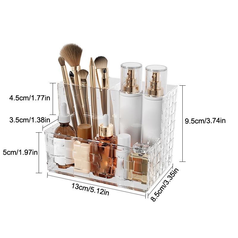 Clear Pet Makeup Brush Holder Desk Cosmetic Stationery Organizer Lipstick Storage Box Nail Polish Display Stand Rack Case