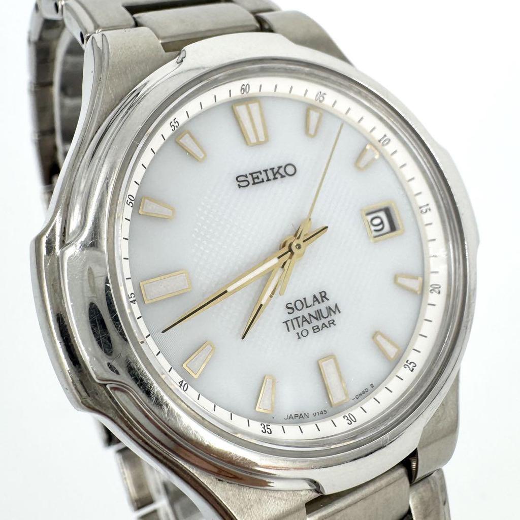 [USED] Working SEIKO Solar Titanium Date Silver Watch
