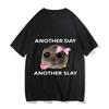 Грустный хомяк Another Day Slay Смешная футболка Повседневная хлопковая футболка Kawaii для мужчин с графическим принтом Топы унисекс модная футболка с коротким рукавом