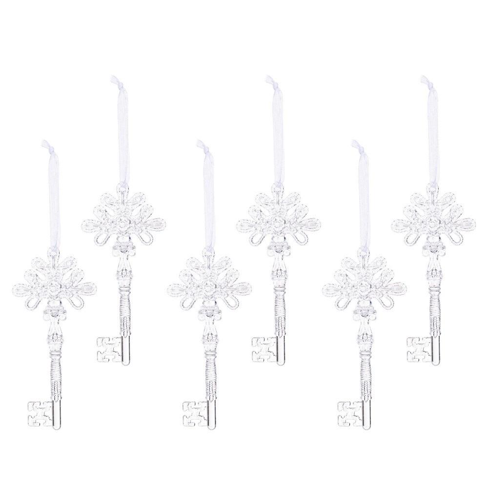 6Pcs Transparent Christmas Icicle Pendants Snowflake Christmas Tree Ornaments Christmas