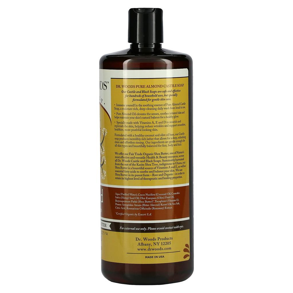 Dr. Woods Almond Castile Soap, 32 Fl Oz (946 Ml)