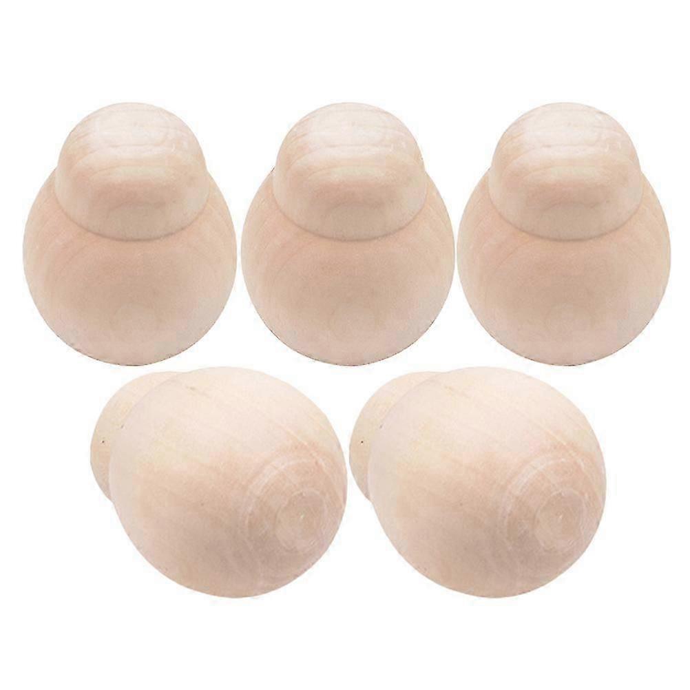Unfinished Wood Crafts Wooden Blank Dolls Diy Unfinished Dolls Handcraft Supplies Smooth Surface Durable Wood 4.80X3.70X3.70CM 5Pcs
