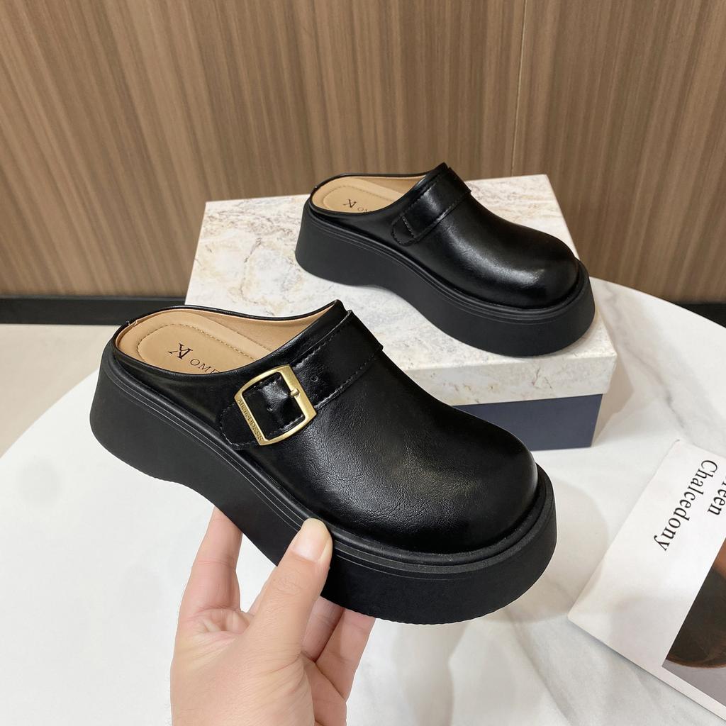 Повседневные тапочки Birkenstocks на толстой подошве с одной педалью, женская верхняя одежда, весна и лето, новые ретро-универсальные полутапочки с сумкой на голову