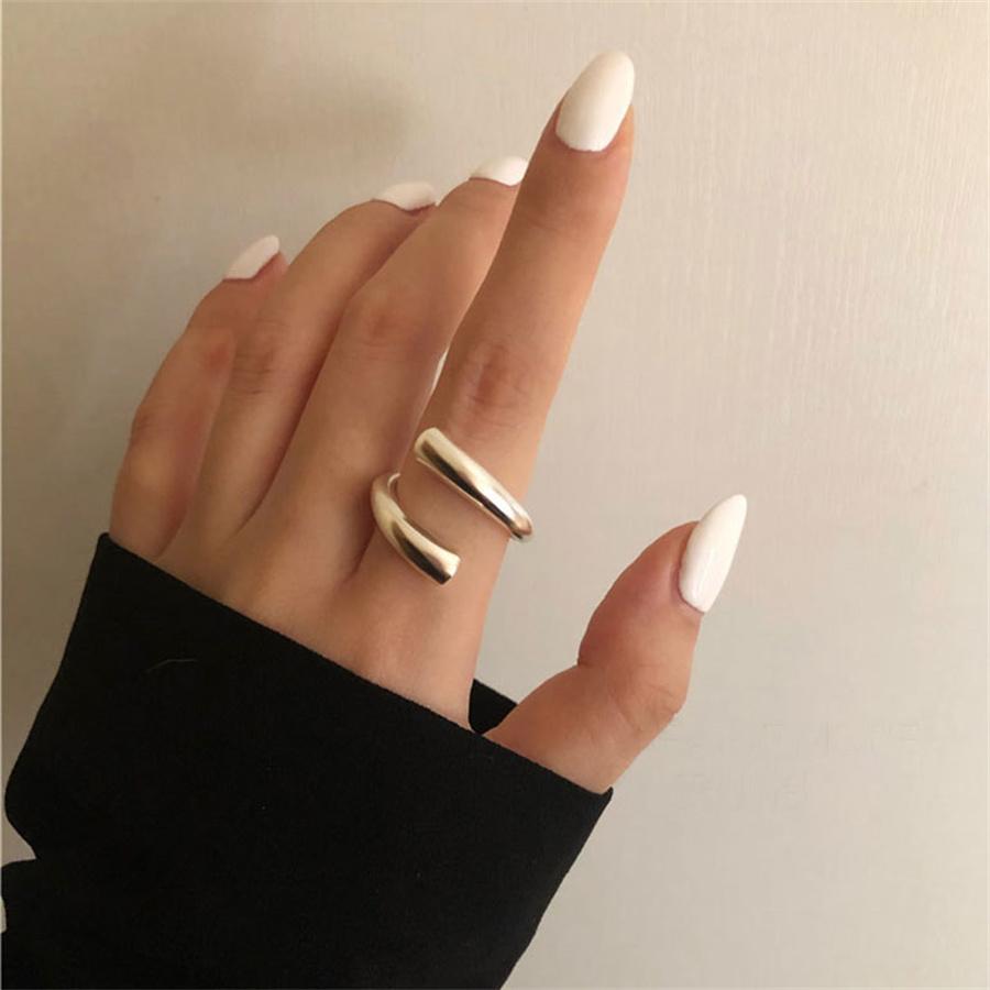 INS Fashion Серебряный цвет нерегулярные жидкие лавовые каплевидные кольца для женщин геометрический поворот панк открывающееся кольцо ювелирные изделия