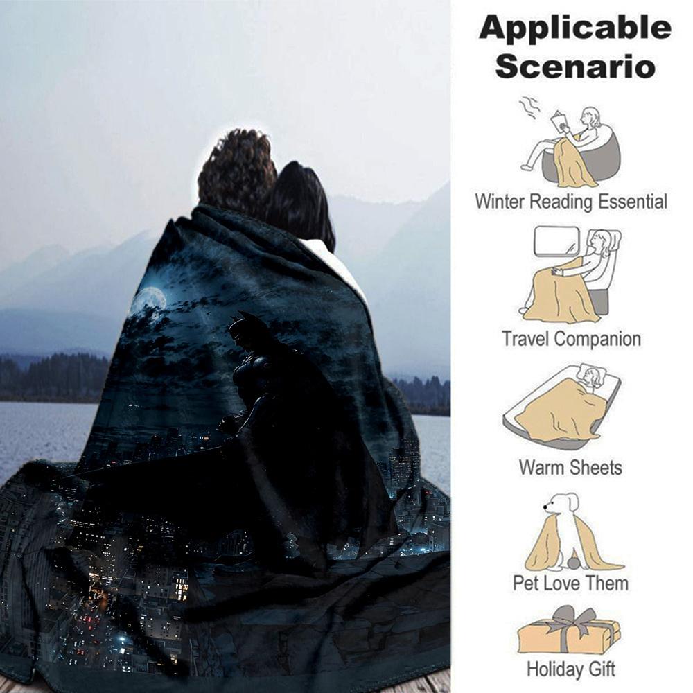 1pc Batman Night Cityscape Flannel Blanket Soft Warm Throw for Home, Office, Travel, All-Season Cozy Bedding GiftL1068