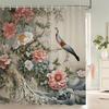 1 шт. Акварельная шторка для душа с цветочным и птичьим принтом с крючками - Дизайн Шикарные листья Цветы Занавеска для ванной Домашнее украшение