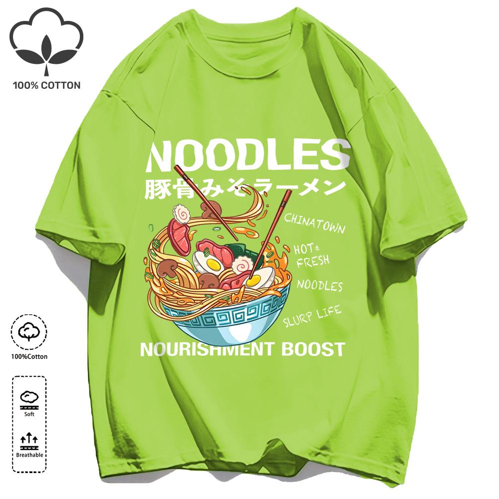 Delicious Pork Bone Lamian Noodles Unisex Retro T-Shirts Casual Cotton Tee O-Neck Fashion T-Shirt Loose Unisex Summer Basics Top