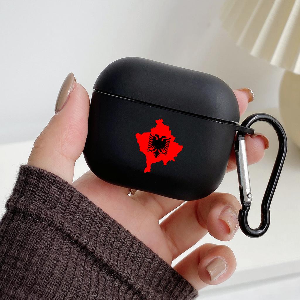 Албания Албанский Флаг С Крючком для Airpod Pro 3 Pro2 Черный Защитный Чехол Силиконовый Чехол для Apple Airpods 2 1 Чехлы для Наушников