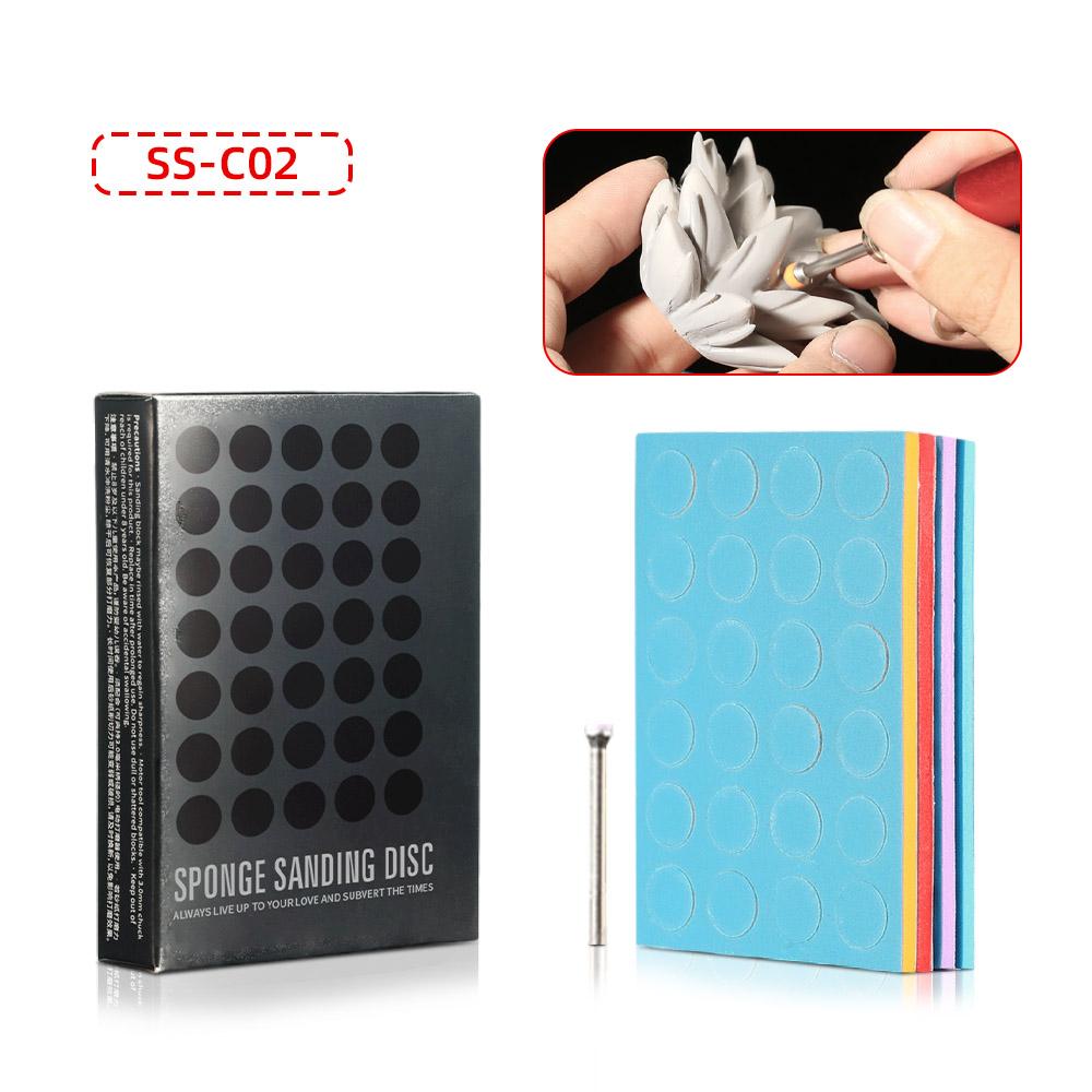 DSPIAE SS-C01 SS-C02 Sanding Sponge Set Grinding Polishing Sandpaper Self Adhesive Sponge Disc Double Side Abrasive Model Tool