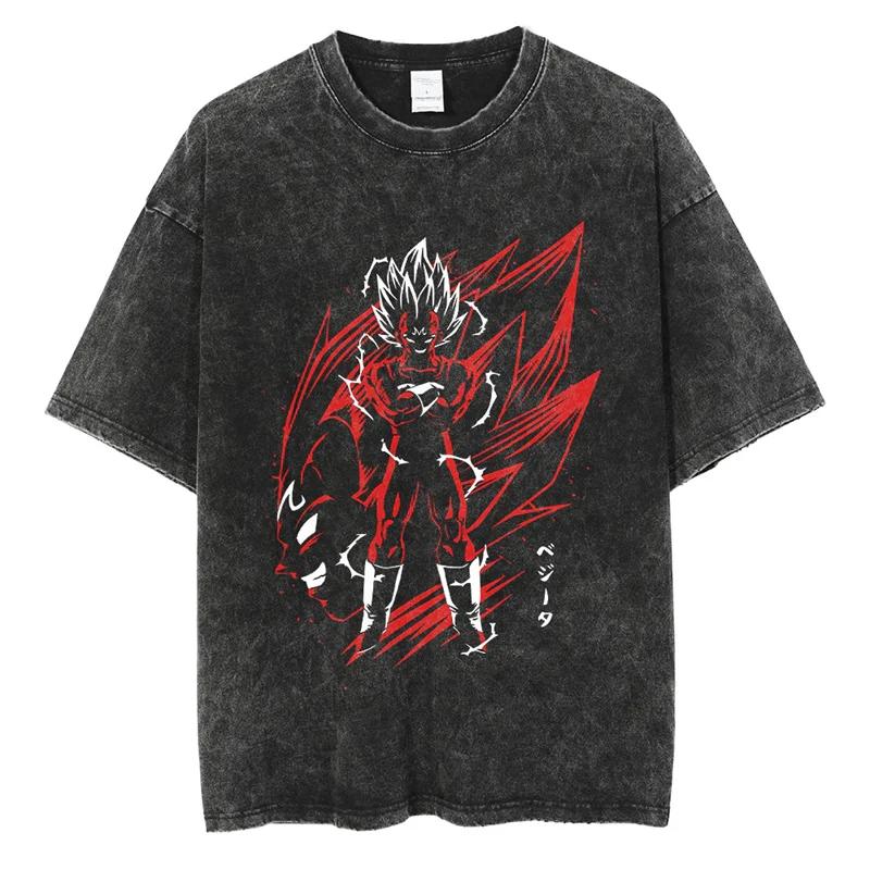 Dragon Ball Anime Print Fashion Oversized TShirt Hip Hop Streetwear Men Washed Vintage Tshirt Summer Casual Cotton T Shirt