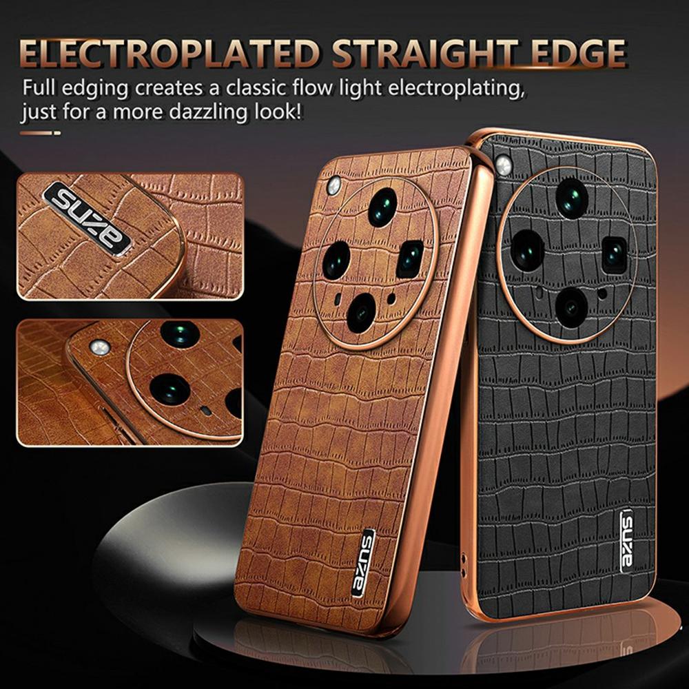 AZNS For Oppo Find X8 Ultra 5G Case Electroplating Crocodile Texture PU + TPU Phone Cover
