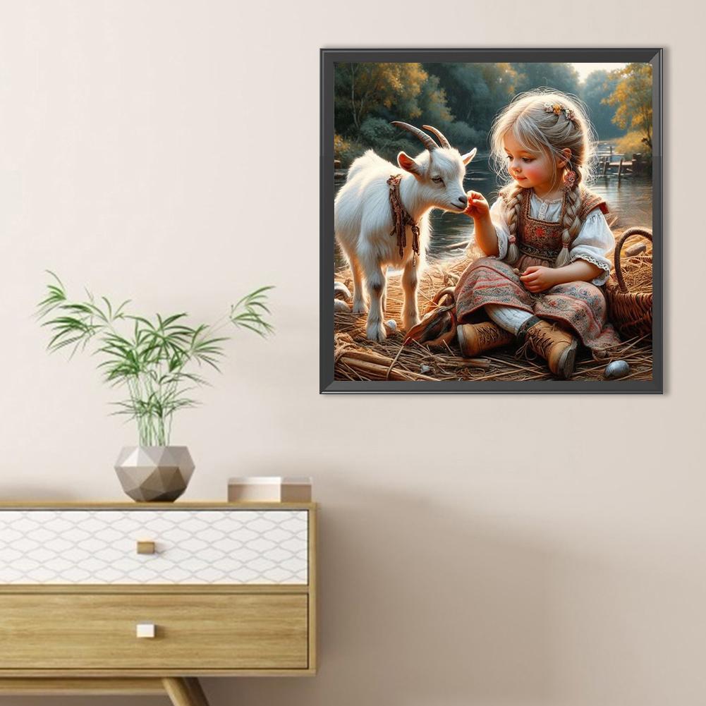 5D DIY Полный Круглый Дрель Алмазная Картина Девочка Набор Домашний Декор Искусство Ремесло 40x40см