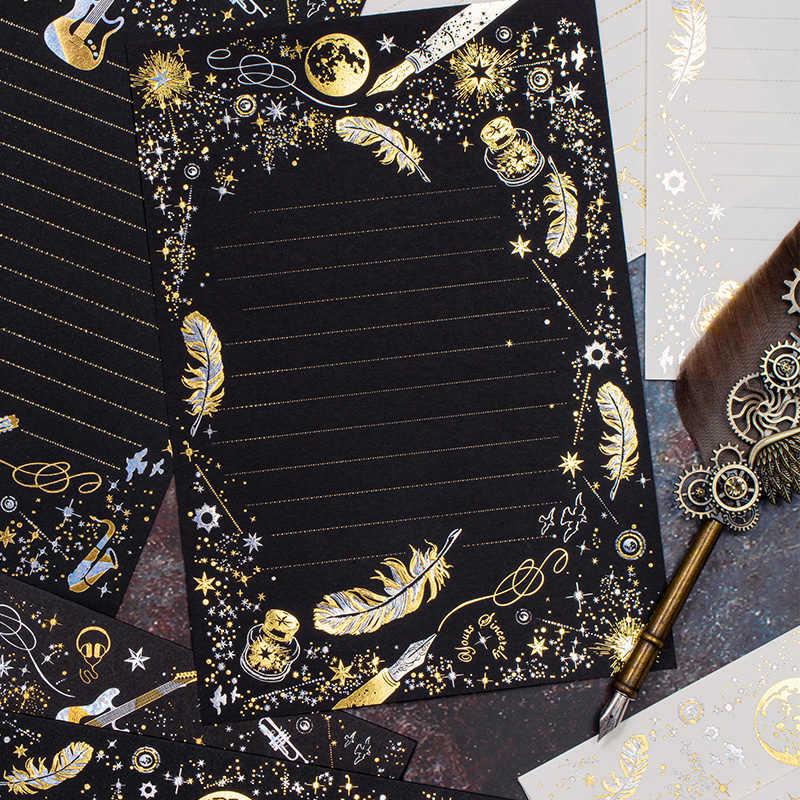 Бумага для писем и подарочных сообщений с тиснением серебром «Звездное небо» в ретро-стиле
