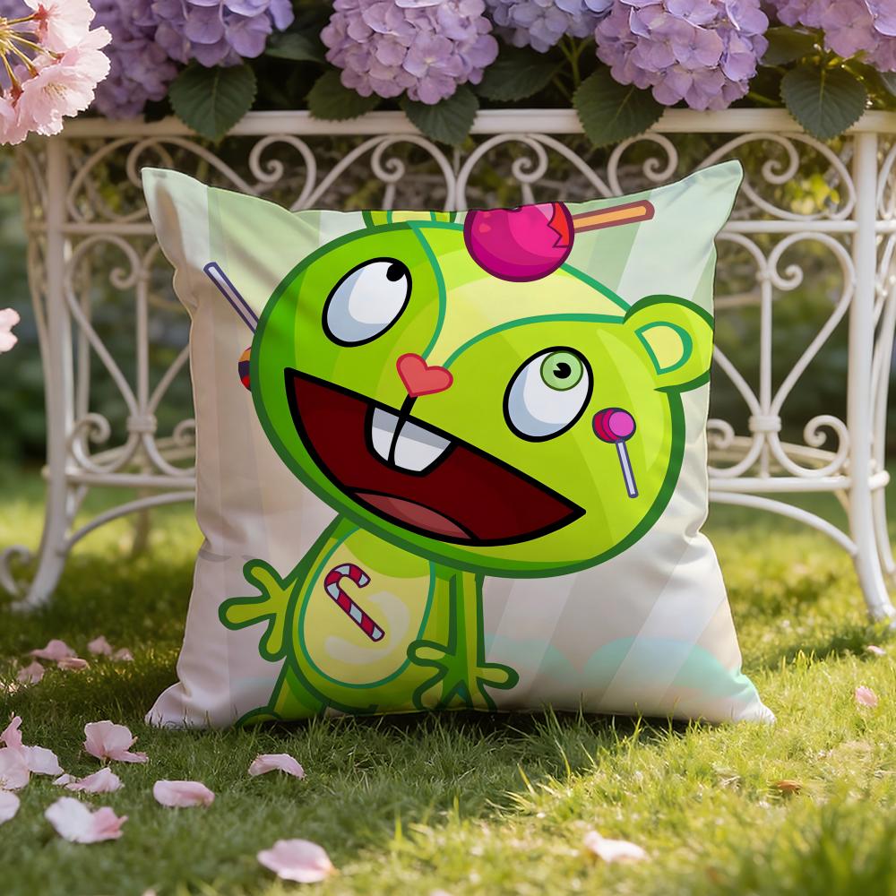 Аниме H-Happy Tree F-Friends Наволочка для подушки Домашняя и автомобильная Двухцелевая наволочка: Двусторонняя конструкция для максимального комфорта