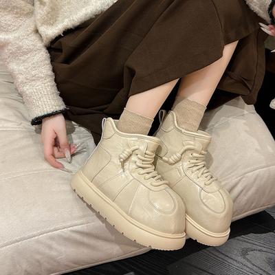 Нишевые ботинки-луноходы на платформе Gaobang с большой головой, женские, 2025, зима, новые, теплые, ретро, обувь-хлеб, нескользящие короткие ботинки, тренд