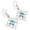 Swiss Blue Quartz Gemstone Gift For Her Silver Jewelry Earrings 1.5''