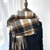Scarf Women's Autumn and Winter New Plaid Scarf European and American Tassel Versatile Warm Thickened Shawl