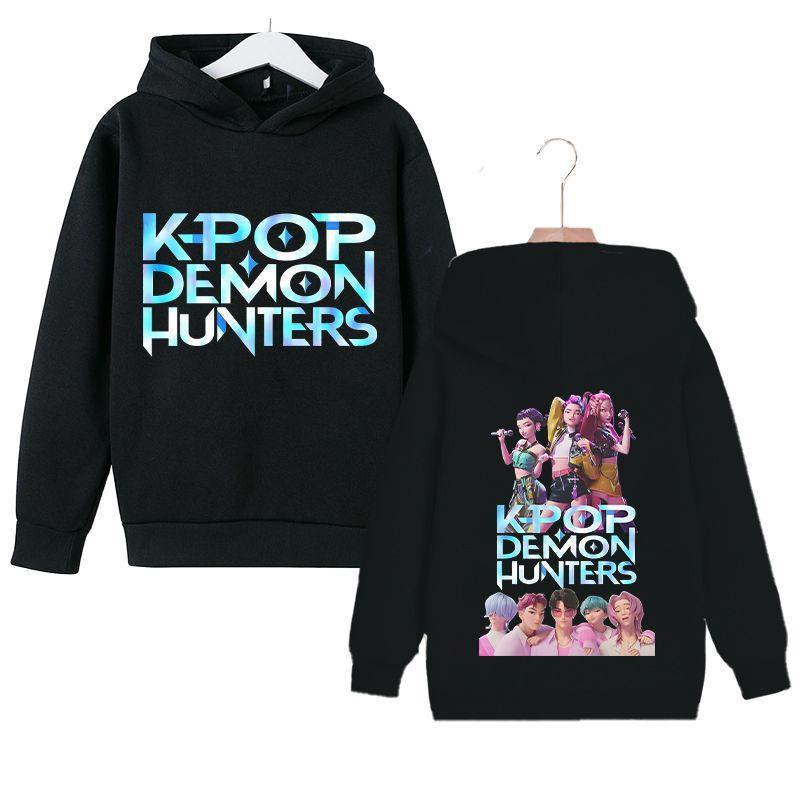 Стильные свободные худи KPop Witch Hunter для мальчиков и девочек, детские флисовые худи на осень и зиму
