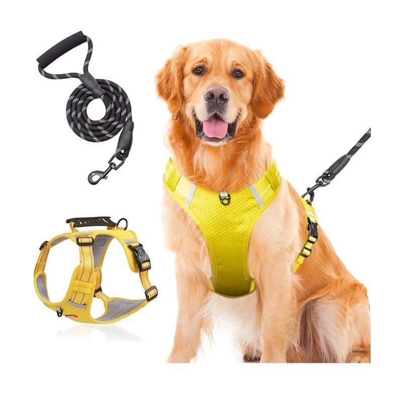Pet products medium and large pet dog  rope imitation nylon dog walking rope, new reflective dog leash chest strap set