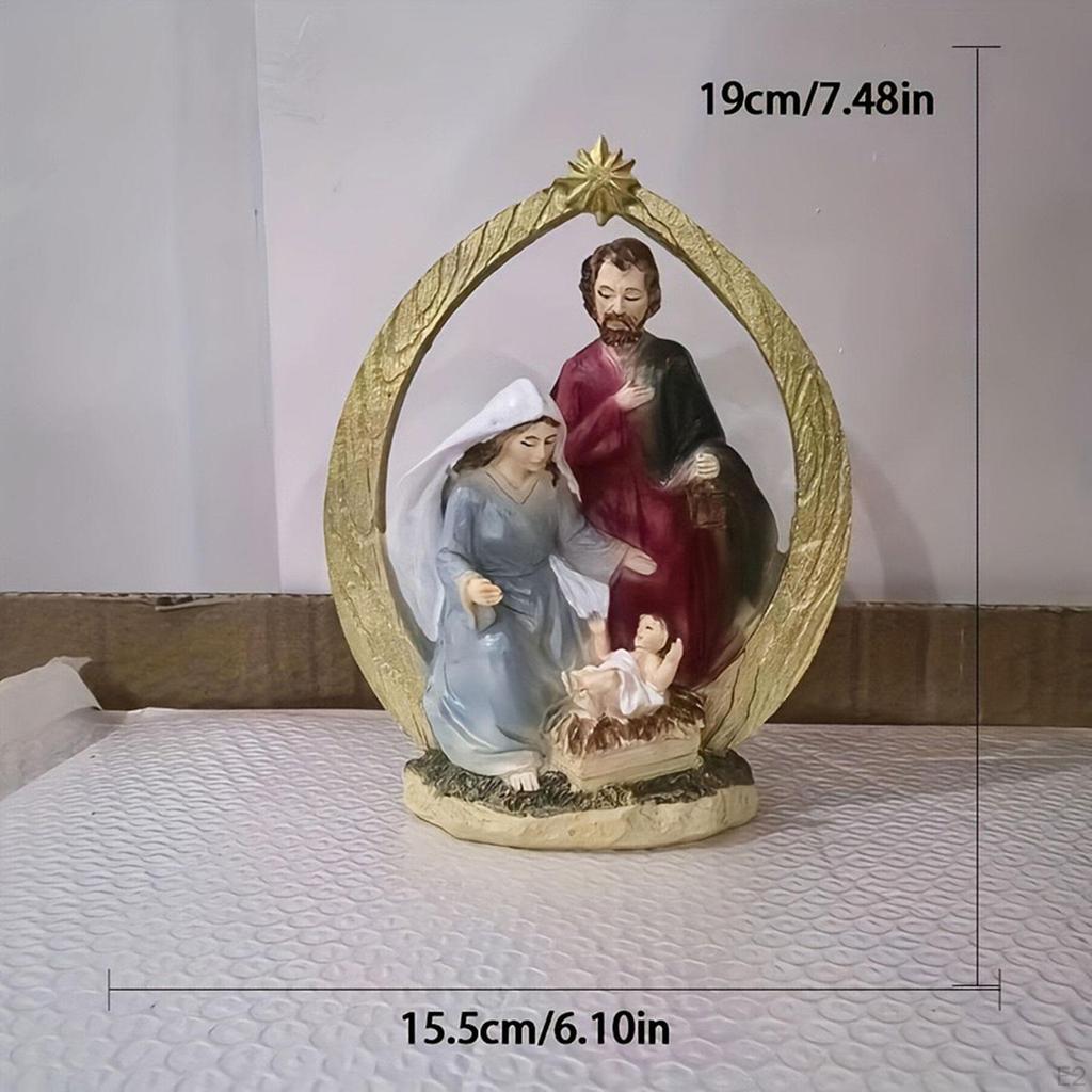 Рождественская фигурка Святого Семейства 15,5x19 см Легкая для праздничного декора каминной полки Традиционная ручная работа