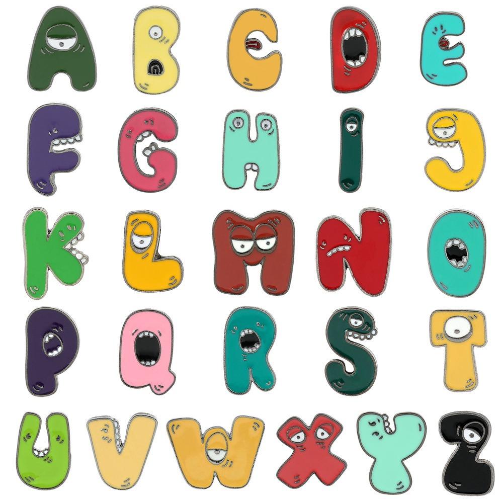 Cute Funny Alphabet Brooches Creative Cartoon Brooch Badges 26 Letter Enamel Pins  Backpack Decor