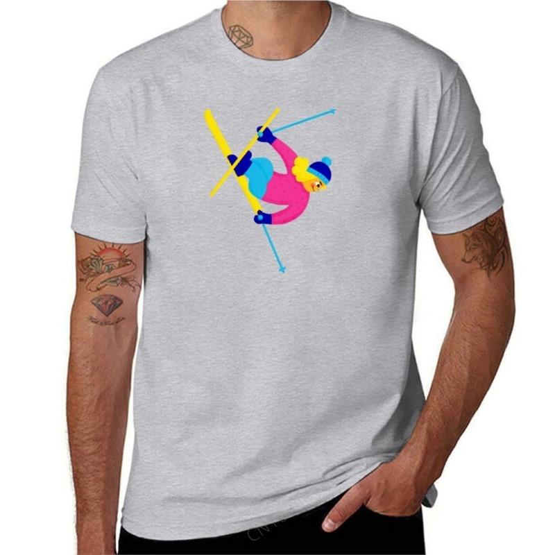 Unisex Skier Tshirt Cute Clothes Short Sleeve Tee Boys Whites T Shirts For Unisex Cotton