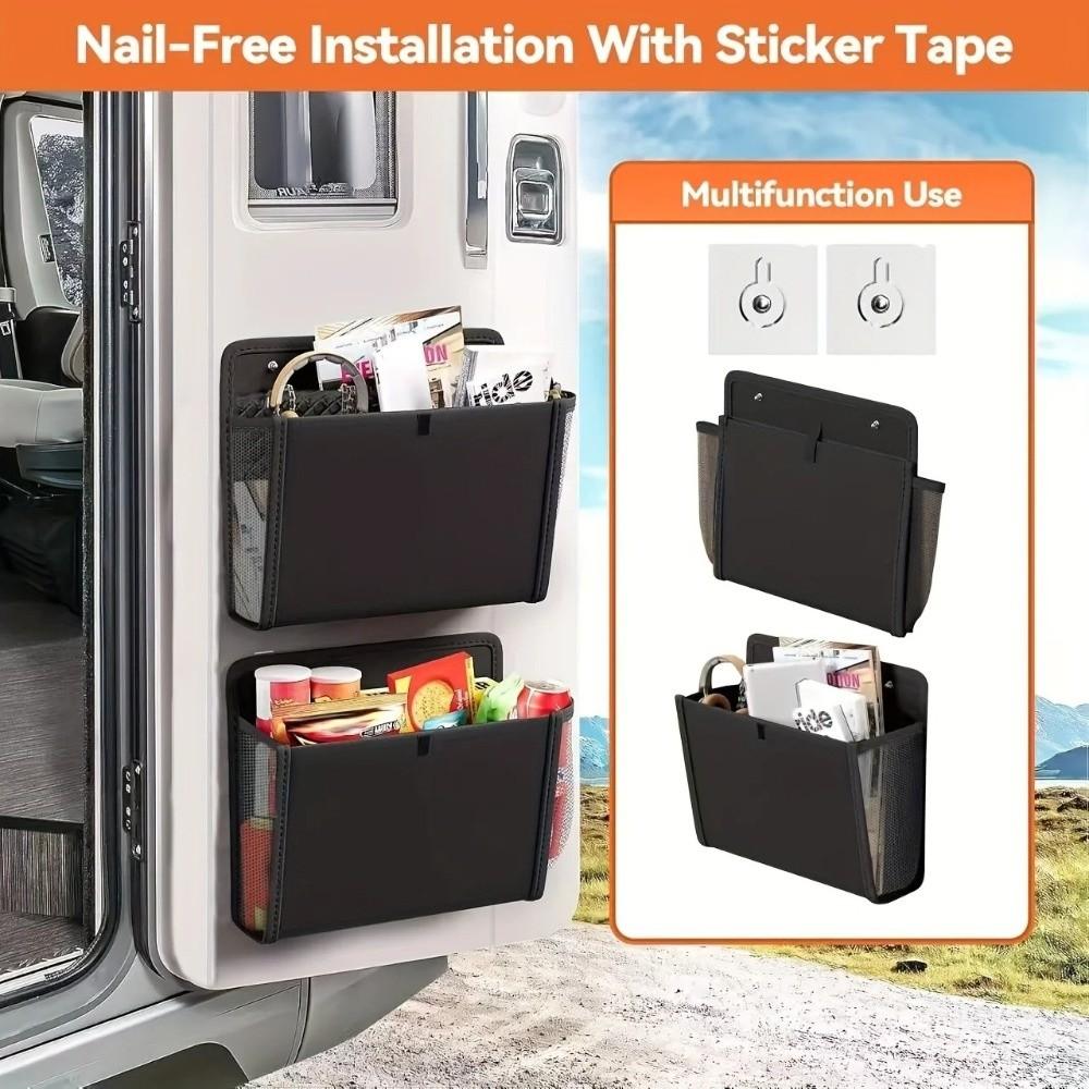 Black Door Organizer Wall-Mounted Mesh Pocket Organizer Home Office RV Organization Use