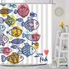 Смешная шторка для душа с рыбками, мультяшный океан, ручная роспись, синяя, детская, милый животный принт с китом, тканевая, украшение для ванной комнаты с крючками