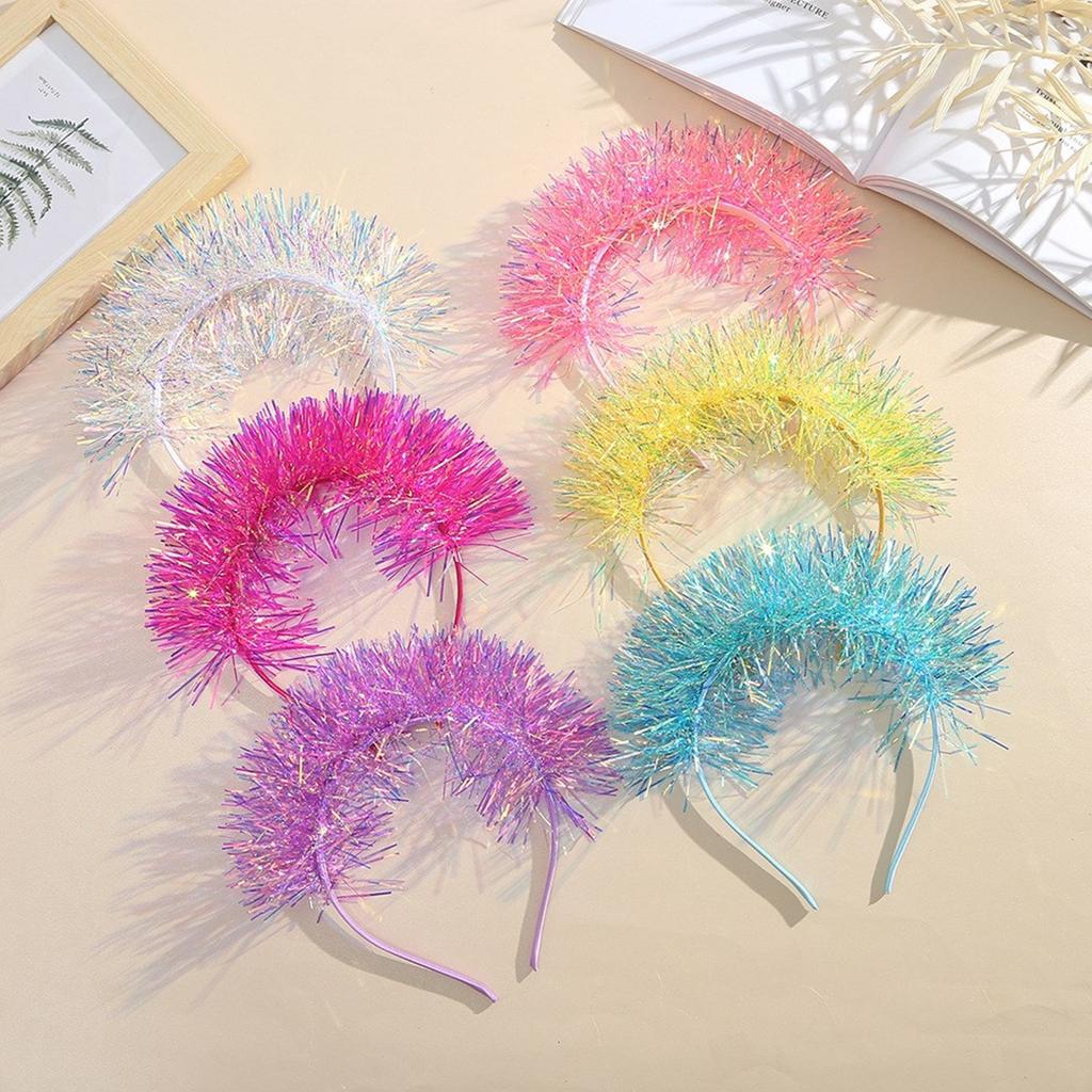 Cute Hairband with Colorful Tinsel Perfect for Parties Stage Performences Eye-catching Party Headband Birthday HeadWear