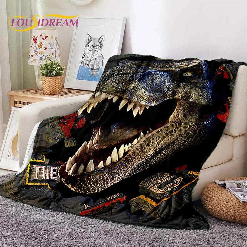 3D Мультяшное Одеяло из Мягкой Фланели с Динозаврами Парка Юрского периода для Кроватей, Спальни, Дивана, Пикника, Плед для Отдыха на Открытом Воздухе, Подарок