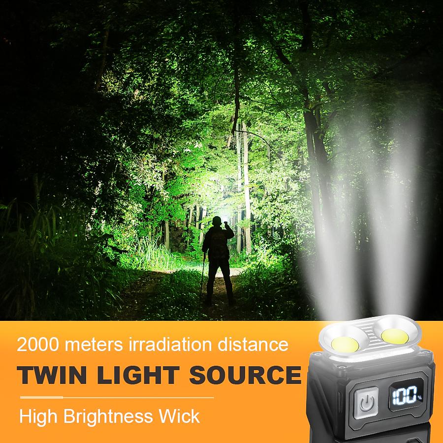 Portable LED COB Flashlight Head Rotation with Magnetic Torch Built-in Battery USB Rechargable Outdoor Camping Emergency Lantern