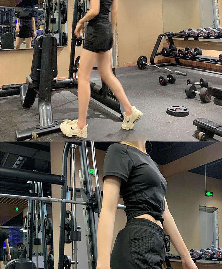 Женский летний комплект из трех предметов для йоги: Эластичная, быстросохнущая, дышащая и легкая спортивная одежда для фитнеса, бега и йоги.