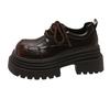 Height-increasing Platform Big Head Small Leather Shoes Women's Spring and Autumn 2025 Winter New British Style Small Lace-up Loafers