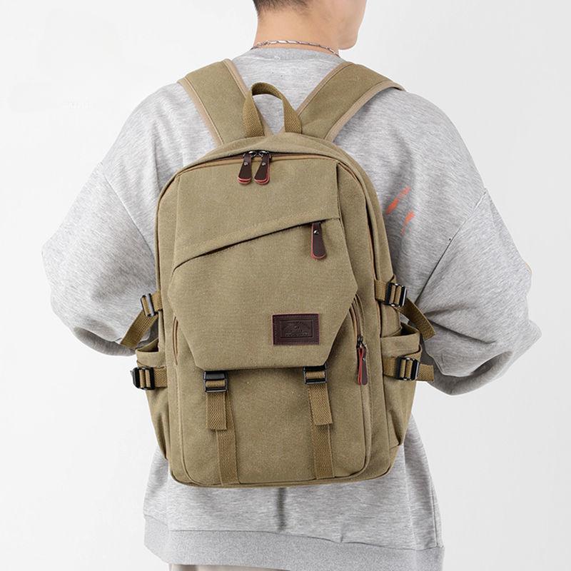 Retro Men's Canvas Backpack Student School Bag Trend Casual Large-capacity Travel Bag Backpack
