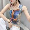 Summer Colored Suspender Vest for Women Wearing Base Tops On the Outside Looking Slim and Fashionable Printed Sleeveless T-shirt